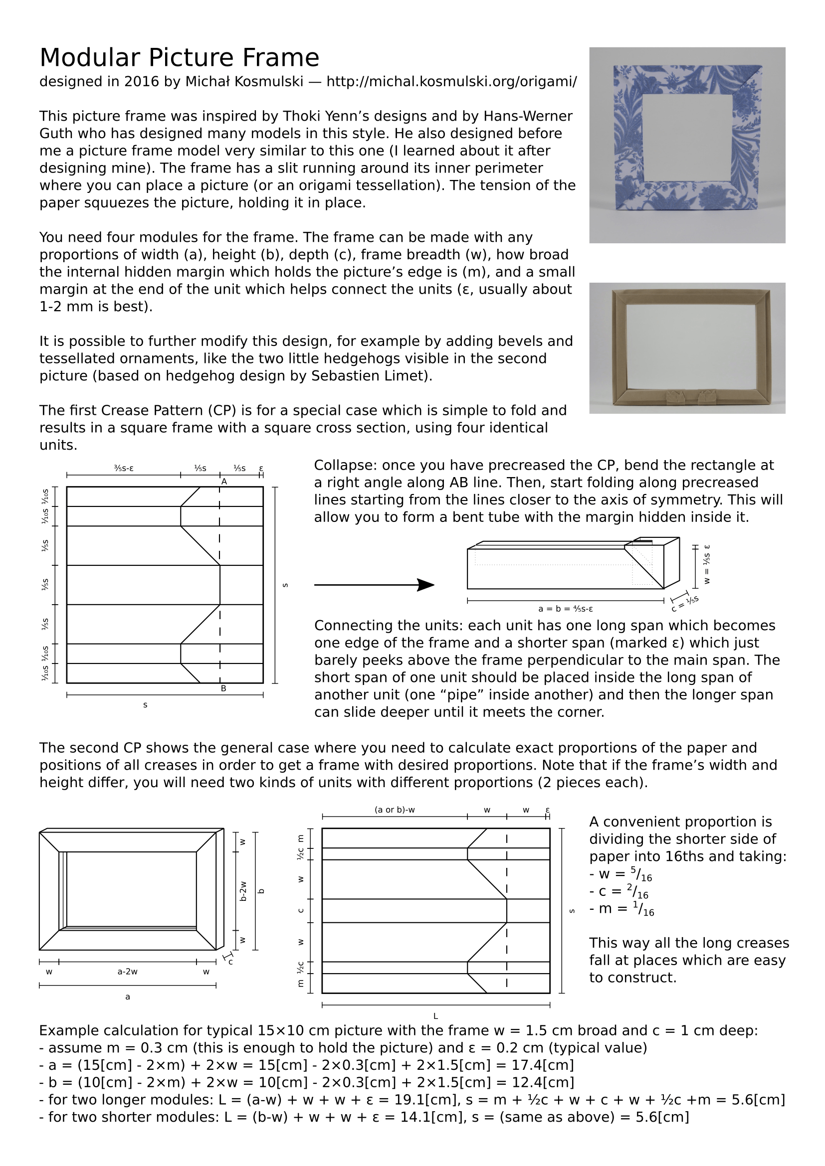 Modular Picture Frame Origami by Michał Kosmulski